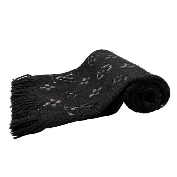 LOUIS VUITTON Echarpe Logomania Shine  Noir IS0198 Scarf 468-090225 - Picture 1 of 7